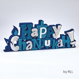 "Happy Chanukah" Foam Self Standing Table Top Decoration with Glitter Accents