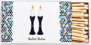 Long Matches for Shabbos Blue Candlestick Desgin 50 Count