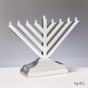 Plastic GoMenorah Rambam Style Battery Or USB Operated Silver
