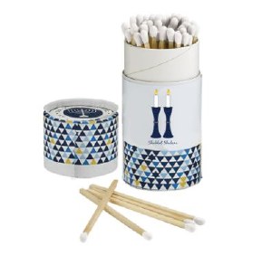 Long Matches for Shabbos Blue Candlestick Design Gift Box 60 Count