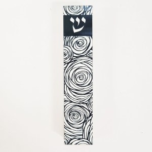 Aluminum and Lucite Mezuzah Case Rose Motif Black 12cm