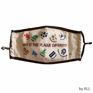 Passover Cotton Face Mask 10 Plagues Design Brown