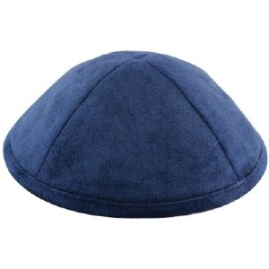 Blue Ultra Suede Kippah with Rim 20cm