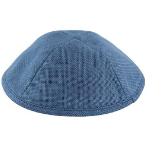 Blue Linen Kippah 20cm