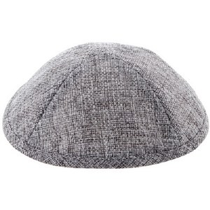 Dark Gray Linen Kippah with Pin Spot and Rim 19 Centimeters