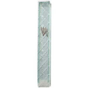 Glass Diamond Mezuzah Case with Silver Shin 12cm