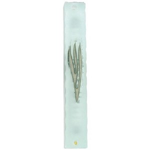 Frosted Glass Mezuzah Case with Elegant Silver Shin - 7cm