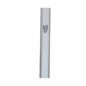 Mezuzah Aluminum Silver Printed Shin Medium 15cm