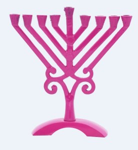 Candle Menorah Pink Colored Arc Base Swirl Design 6.5"