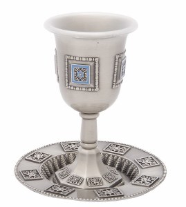 Kiddush Cup Pewter with Star Design
