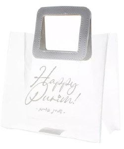 Clear Purim Gift Bag White Handle 11"