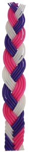 Havdalah Candle Pink Purple and White Flat Braid 11"