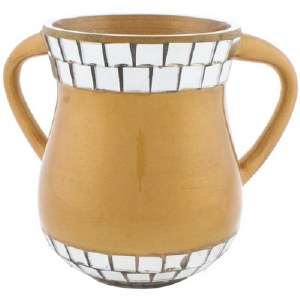 Gold Enamel Washing Cup with Mirror Tiles