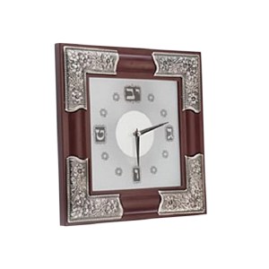 CLOCK ALEF BEIT PEWTER AND WOO