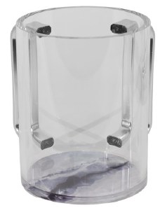Acrylic Round Wash Cup Silver Handles Black White Marbleized Bottom 5"