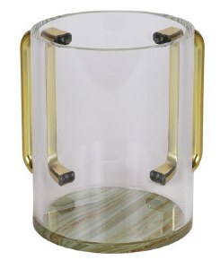 Acrylic Round Wash Cup Gold Handles Marbleized Bottom 5"