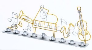 Metal Candle Menorah Clef Notes Design