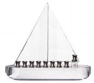 Crystal Candle Menorah Sailboat Design
