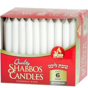 European Shabbos Candles 6 Hour Burn Time 60 Pack