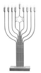 Metal Outdoor LED Menorah 6 Foot Tall Silver