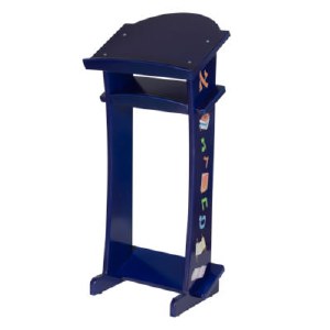 Modular Blue Wooden Shtender for Children with Alef Bais Print