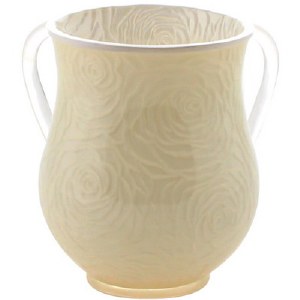 Polyresin Beige Washing Cup Rose Design
