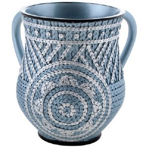 Polyresin Blue Washing Cup Rhinestone Geometric Design