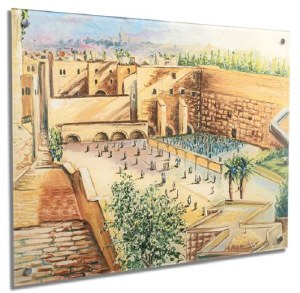 Floating Lucite Kosel From On High Wall Hanging Hand Painted Artwork 35" x 45"