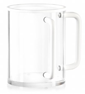 Lucite Washing Cup Metal Handles Edge Design White