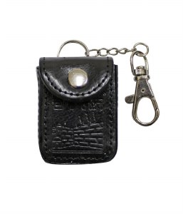 Tehillim Key Chain in Leather Case Black