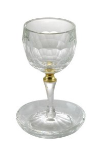 Crystal Kiddush Cup Glen Ring 18cm with Saucer