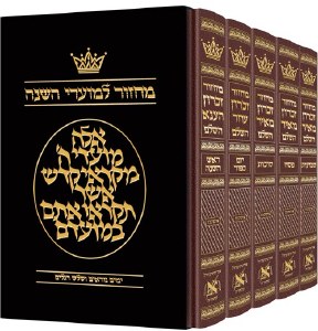 Artscroll Machzorim Hebrew with Hebrew Instructions 5 Volume Slipcased Set Maroon Leather Ashkenaz