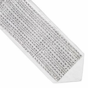 Atara Silver Colored 3D Square and Rhinestones Striped Design