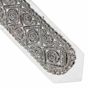 Atara Gefluchtene Silver Colored Thick Circles Inside Squares 5.5" Design