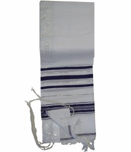 Tallis Prayer Shawl Acrylic Size 18 Purple and Silver Stripes 18" x 72"