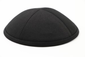 Cool Kippah Black Cotton Twill 4 Part Size 3