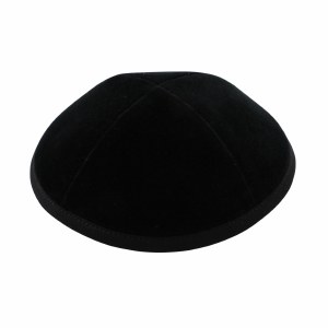 Cool Kippah Black Velvet 4 Part with Rim Size 3