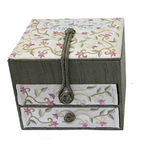 Yair Emanuel Two Drawer Embroidered Jewelry Box - Flowers