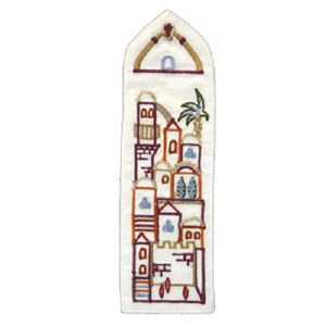 Yair Emanuel Embroidered Bookmark - White Jerusalem