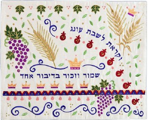 Yair Emanuel Embroidered Challah Cover - Crowns and Pomegranates