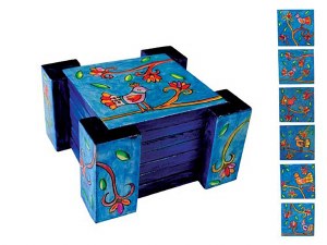 Yair Emanuel Set of Six Wooden Coasters - Oriental