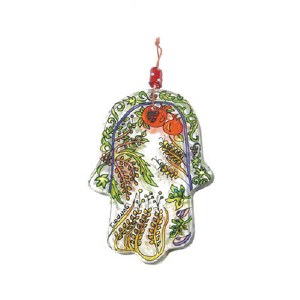 Yair Emanuel Small Glass Chamsa - The Seven Species