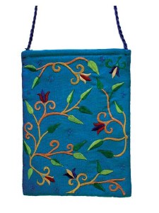 Yair Emanuel Embroidered Handbag - Turquoise Flowers