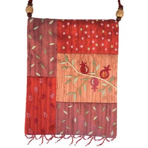 Yair Emanuel  Applique Embroidered Bag - Red Pomegranates