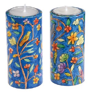 Yair Emanuel Large Round Candlesticks - Oriental