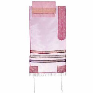 Yair Emanuel Organza Tallit - Pink 17"x 72"