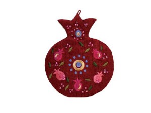 Yair Emanuel Embroidered Wall Decoration - Red Pomegranate