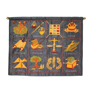 Yair Emanuel Twelve Tribes in English Wall Hanging - Blue