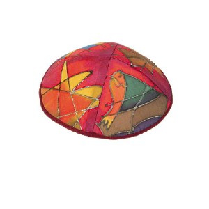 Yair Emanuel Silk Painted Kippah - Red Tribes