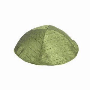Yair Emanuel Polysilk Kippah - Olive Green